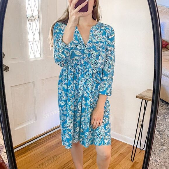 Lilly Pulitzer Loran Mini Dress Turquoise Oasis M - Picture 1 of 9